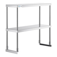 Avantco 178D1236 12" x 36 1/4" Stainless Steel Double Deck Overshelf