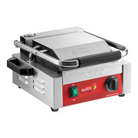 Avantco PG100 Commercial Panini Sandwich Grill with Grooved Plates and 8 1/2" x 8 1/2" Cooking Surface - 120V, 1750W