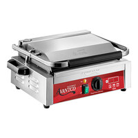 Avantco PG200ST Commercial Panini Sandwich Grill with Timer, Smooth Plates, and 13 3/8" x 8 3/4" Cooking Surface - 120V, 1750W