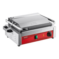 Avantco PG200 Commercial Panini Sandwich Grill with Grooved Plates and 13 3/8" x 8 3/4" Cooking Surface - 120V, 1750W