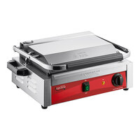 Avantco PG200S Commercial Panini Sandwich Grill with Smooth Plates and 13 3/8" x 8 3/4" Cooking Surface - 120V, 1750W