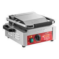 Avantco PG100ST Commercial Panini Sandwich Grill with Timer, Smooth Plates, and 8 1/2" x 8 1/2" Cooking Surface - 120V, 1750W