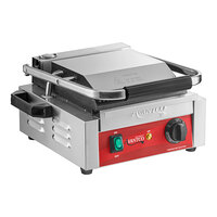 Avantco PG100GS Commercial Panini Sandwich Grill with Grooved Top and Smooth Bottom Plates, and 8 1/2" x 8 1/2" Cooking Surface - 120V, 1750W