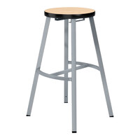 National Public Seating Titan 30" Gray Steel / Particleboard Lab Stool with Fusion Maple High-Pressure Laminate Seat