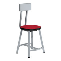 National Public Seating Titan 18" Gray Steel / MDF Lab Stool with Hollyberry High-Pressure Laminate Seat and Backrest