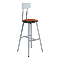 National Public Seating Titan 30" Gray Steel / Particleboard Lab Stool with Wild Cherry High-Pressure Laminate Seat and Backrest