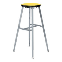 National Public Seating Titan 30" - 38" Height Adjustable Gray Steel / Particleboard Lab Stool with Marigold High-Pressure Laminate Seat
