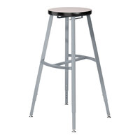 National Public Seating Titan 30" - 38" Height Adjustable Gray Steel / MDF Lab Stool with Gray Nebula High-Pressure Laminate Seat
