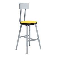 National Public Seating Titan 18" - 26" Height Adjustable Gray Steel / Particleboard Lab Stool with Marigold High-Pressure Laminate Seat and Backrest