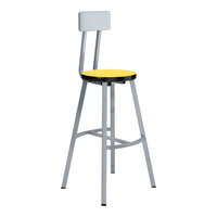 National Public Seating Titan 30" Gray Steel / Particleboard Lab Stool with Marigold High-Pressure Laminate Seat and Backrest
