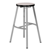 National Public Seating Titan 30" Gray Steel / Particleboard Lab Stool with Gray Nebula High-Pressure Laminate Seat