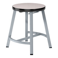 National Public Seating Titan 18" Gray Steel / MDF Lab Stool with Gray Nebula High-Pressure Laminate Seat