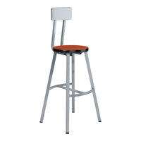 National Public Seating Titan 30" Gray Steel / MDF Lab Stool with Wild Cherry High-Pressure Laminate Seat and Backrest