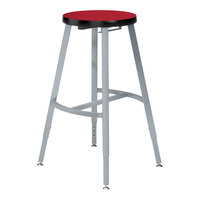 National Public Seating Titan 24" Gray Steel / MDF Lab Stool with Hollyberry High-Pressure Laminate Seat