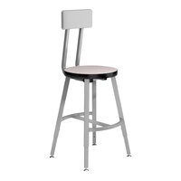 National Public Seating Titan 18" - 26" Height Adjustable Gray Steel / Particleboard Lab Stool with Gray Nebula High-Pressure Laminate Seat and Backrest