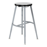 National Public Seating Titan 24" Gray Steel / Particleboard Lab Stool with Gray Nebula High-Pressure Laminate Seat