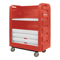 Royal Basket Trucks 48 Cu. Ft. Red Turnabout Bulk Transport Truck with Plastic Shelf and 2 Rigid and 2 Swivel Casters R48-RDX-TPC-6UNN