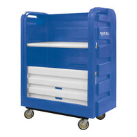 Royal Basket Trucks 48 Cu. Ft. Blue Turnabout Bulk Transport Truck with Plastic Shelf and 2 Rigid and 2 Swivel Casters R48-BLX-TPC-6UNN