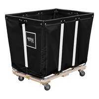 Royal Basket Trucks 12 Cu. Ft. Black Vinyl Permanent Liner Basket Truck with Wood Base and 2 Rigid / 2 Swivel Casters R10-KKW-PMC-3UNN
