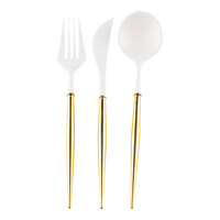 Sophistiplate Bella White / Gold Plastic Cutlery - 288/Case