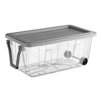 Tough Box 40 Gallon Clear Mobile Storage Tote with Gray Lid