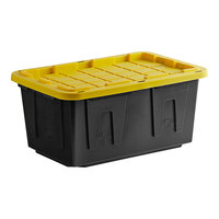 Tough Box 27 Gallon Black Storage Tote with Yellow Lid