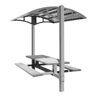 Paris Site Furnishings Shade Series 6' Window Gray Inground Mounted Picnic Table with Canopy and Moroccan Perforations 85 1/2" x 78" x 97 3/8"