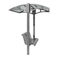 Paris Site Furnishings Shade Series 6' Window Gray Inground Mounted Park Bench with Canopy and Moroccan Perforations 85 1/2" x 78" x 97 1/4"