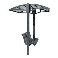 Paris Site Furnishings Shade Series 6' Graphite Gray Inground Mounted Park Bench with Canopy and Diamond Mesh Perforations 85 1/2" x 78" x 97 1/4"