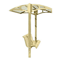 Paris Site Furnishings Shade Series 6' Beige Inground Mounted Park Bench with Canopy and Square Perforations 85 1/2" x 78" x 97 1/4"