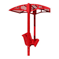 Paris Site Furnishings Shade Series 6' Carmine Red Surface Mounted Park Bench with Canopy and Moroccan Perforations 85 1/2" x 78" x 97 1/4"