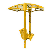 Paris Site Furnishings Shade Series 6' Dahlia Yellow Surface Mounted Park Bench with Canopy and Circular Perforations 85 1/2" x 78" x 97 1/4"