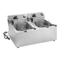 Vollrath CF2-3600DUAL-C 20 lb. Standard-Duty Double Well Electric Countertop Fryer - 208/240V; 5,400-7,200W (Canadian Use Only)