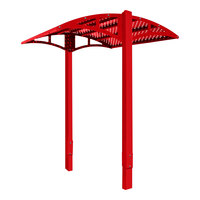 Paris Site Furnishings Shade Series 85 1/2" x 78" x 98 3/4" Carmine Red Inground Mounted Steel Canopy with Horizontal Slot Perforations
