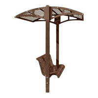 Paris Site Furnishings Shade Series 6' Chocolate Brown Surface Mounted Park Bench with Canopy and Circular Perforations 85 1/2" x 78" x 97 1/4"