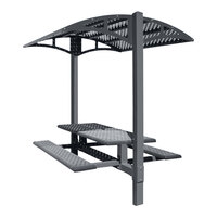 Paris Site Furnishings Shade Series 6' Graphite Gray Surface Mounted Picnic Table with Solid Canopy 85 1/2" x 78" x 97 3/8"