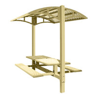Paris Site Furnishings Shade Series 6' Beige Surface Mounted Picnic Table with Solid Canopy 85 1/2" x 78" x 97 3/8"
