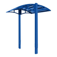 Paris Site Furnishings Shade Series 85 1/2" x 78" x 98 3/4" Signal Blue Surface Mounted Steel Canopy with Horizontal Slot Perforations