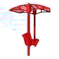 Paris Site Furnishings Shade Series 6' Carmine Red Inground Mounted Park Bench with Canopy and Circular Perforations 85 1/2" x 78" x 97 1/4"
