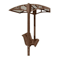 Paris Site Furnishings Shade Series 6' Chocolate Brown Surface Mounted Park Bench with Canopy and Horizontal Slot Perforations 85 1/2" x 78" x 97 1/4"