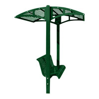Paris Site Furnishings Shade Series 6' Moss Green Surface Mounted Park Bench with Canopy and Diamond Mesh Perforations 85 1/2" x 78" x 97 1/4"