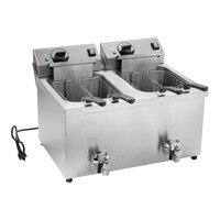 Vollrath CF4-3600DUAL-C 30 lb. Medium-Duty Double Well Electric Countertop Fryer with Drain - 208/240V; 5,400-7,200W (Canadian Use Only)