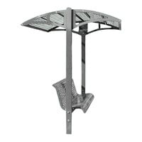 Paris Site Furnishings Shade Series 6' Window Gray Surface Mounted Park Bench with Canopy and Basket Weave Perforations 85 1/2" x 78" x 97 1/4"