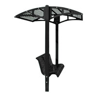 Paris Site Furnishings Shade Series 6' Jet Black Surface Mounted Park Bench with Canopy and Basket Weave Perforations 85 1/2" x 78" x 97 1/4"