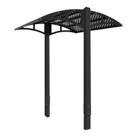 Paris Site Furnishings Shade Series 85 1/2" x 78" x 98 3/4" Jet Black Inground Mounted Steel Canopy with Diamond Mesh Perforations