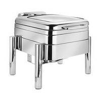 Eastern Tabletop Jazz Rock 6 Qt. Square Induction / Traditional Chafer with Stand and Glass Cover 3994GPL