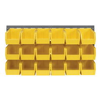 Quantum 36" x 19" Gray Steel Louvered Panel with (18) 10 7/8" x 5 1/2" x 5" Yellow Bins QLP-3619-230-18YL