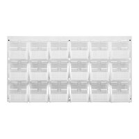 Quantum 36" x 19" White Steel Louvered Panel with (18) 10 7/8" x 5 1/2" x 5" Clear Bins QLP-3619HC-230-18CL