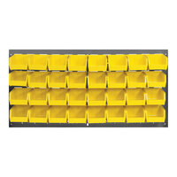 Quantum 36" x 19" Gray Steel Louvered Panel with (32) 5 3/8" x 4 1/8" x 3" Yellow Bins QLP-3619-210-32YL