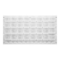 Quantum 36" x 19" White Steel Louvered Panel with (32) 5 3/8" x 4 1/8" x 3" Clear Bins QLP-3619HC-210-32CL
